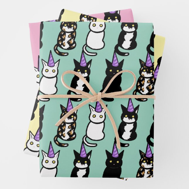 Celebration Cat Wrapping Paper Geschenkpapier Set (Beispiel)