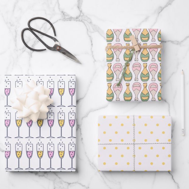 Celebration Champagne Geschenkpapier Set (Vorderseite)