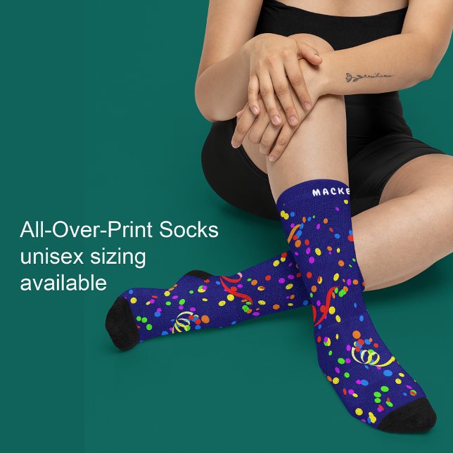 Celebration Confetti Ajouter Nom Bleu (Celebration Confetti Add Name Blue Socks)