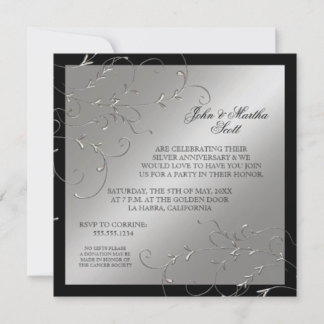 Célébration de 25 ans, Invitation pour le 25ème An (Devant)