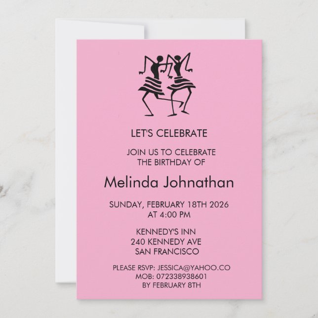 Célébration de la silhouette, Invitation d'anniver (Devant)