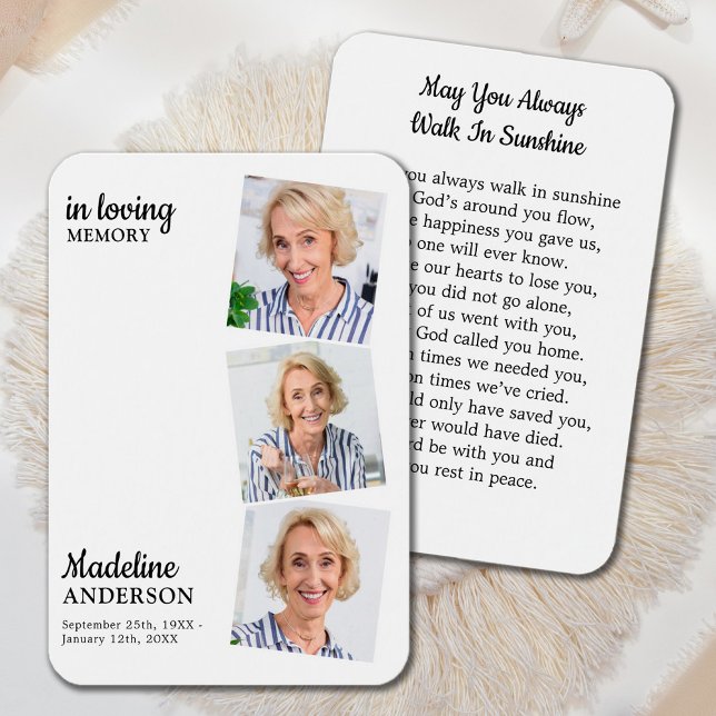 Célébration de la vie 3 Photo Carte de prière comm (Créateur téléchargé)
