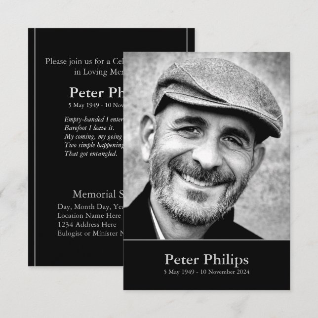 Célébration de la vie avec Photo 1 Invitation pers (Devant / Derrière)