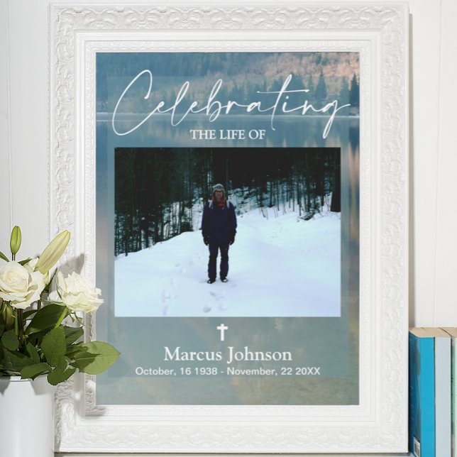 Célébration de la vie Blue Funeral Poster (Créateur téléchargé)