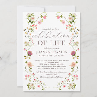 Célébration De La Vie Fleurs Belle Invitation