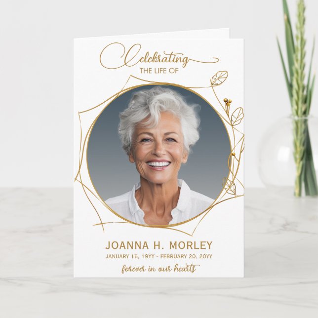 Célébration de la vie Gold Photo Funeral Programme (Devant)
