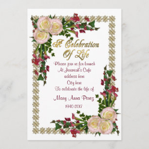 Célébration de la vie Invitation cadre floral
