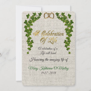 Célébration de la vie Invitation Frontière d'Ivy