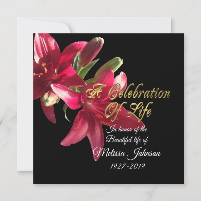 Célébration de la vie Invitation Lily asiatique (Devant)