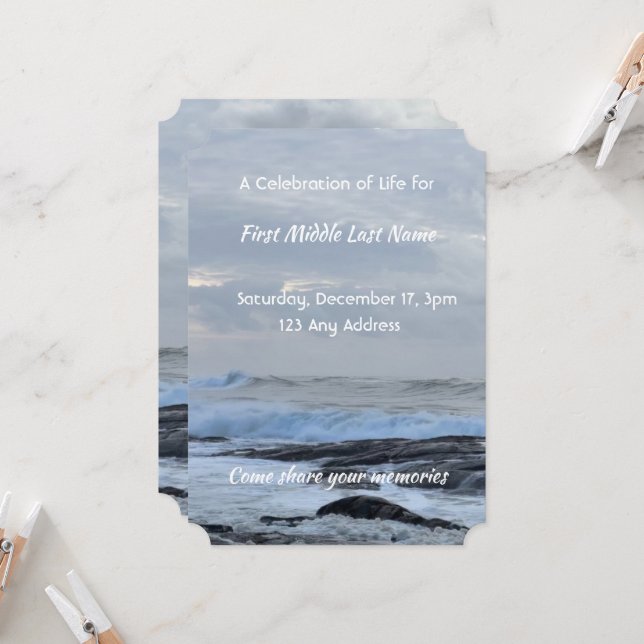 Célébration de la Vie Invitation Storm Cloud Ocean (Devant/Arrière en situation)