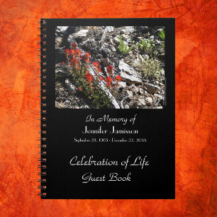 Célébration de la vie Livre d'invité, Fleurs rouge