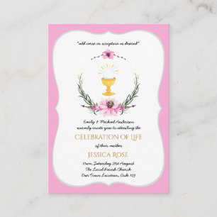Célébration de la vie, Mémorial, Carte de prière -