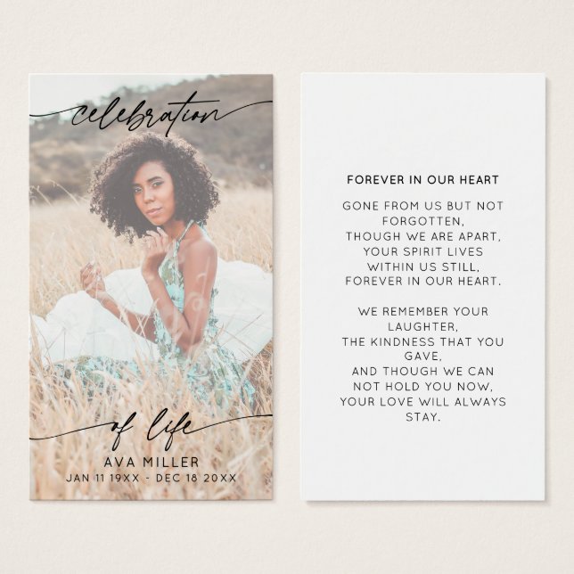 Célébration de la vie Script Memorial Funeral Whit (Devant & derrière)