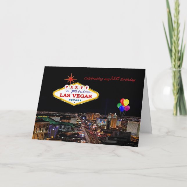 Célébration de ma 21ème carte de Las Vegas de fête (Devant)