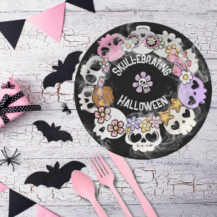 Célébration d'Halloween crâne sur assiette en papi