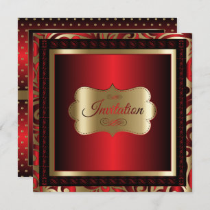 Célébration du Red & Gold Dot Party  Invitations