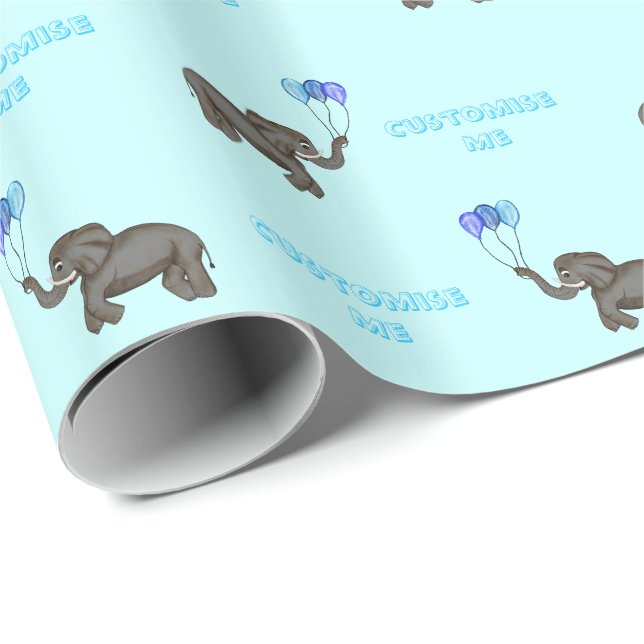 Celebration Elephant (blau) Geschenkpapier (Rolleneckpunkt)