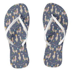 Celebration Lama Pattern Flip Flops