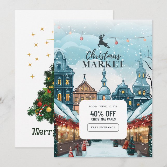 "Célébration Magique : Carte d'invitation de Noël (Devant / Derrière)