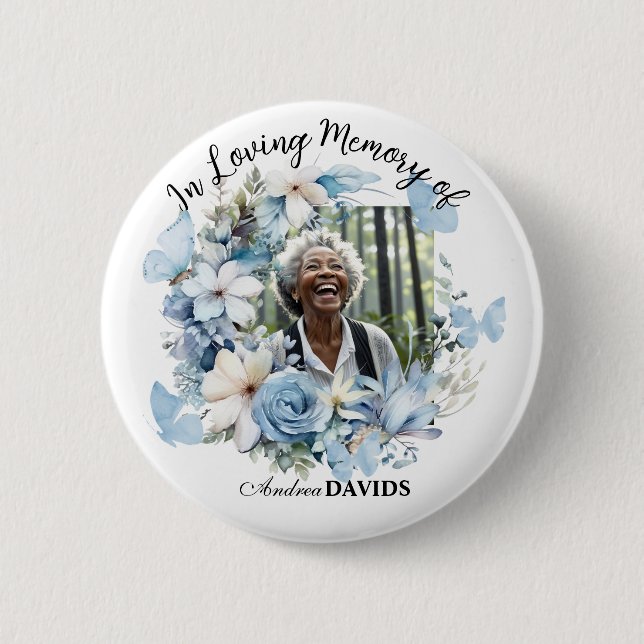 Celebration Of Life 1 Photo Garland Blue Floral  Button (Vorderseite)