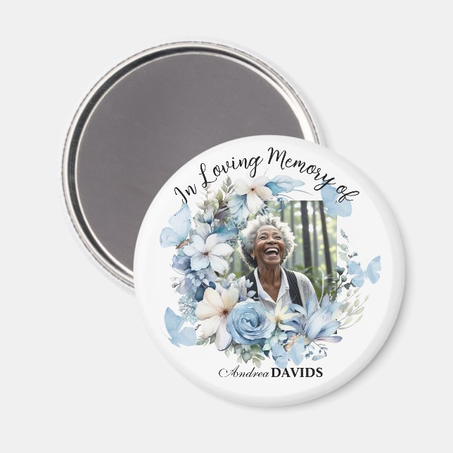 Celebration Of Life 1 Photo Garland Blue Floral  Magnet (Vorderseite/Rückseite)