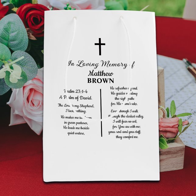 Celebration Of Life Bible Verse Funeral Mittlere Geschenktüte (Von Creator hochgeladen)