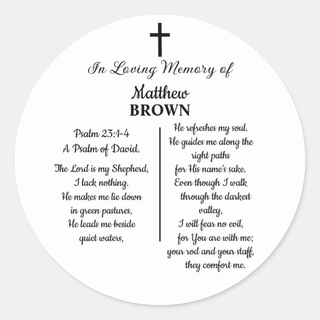 Celebration Of Life Bible Verse Funeral Runder Aufkleber (Vorderseite)