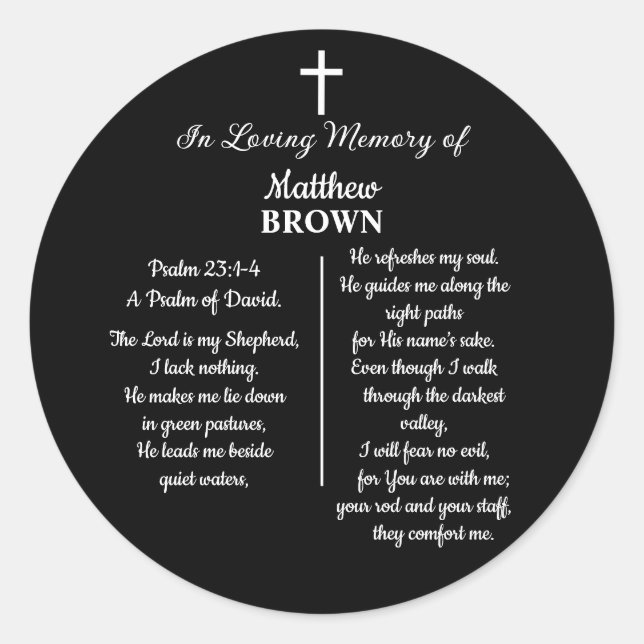 Celebration Of Life Bible Verse Funeral Runder Aufkleber (Vorderseite)