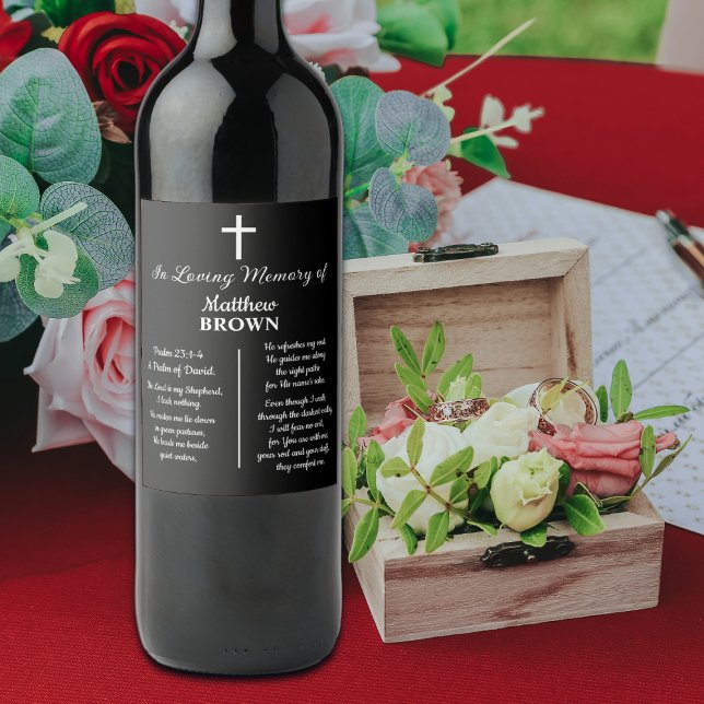 Celebration Of Life Bible Verse Funeral Weinetikett (Von Creator hochgeladen)