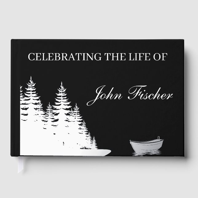 Celebration of Life Fishing Funeral Memorial White Gästebuch (Vorderseite)