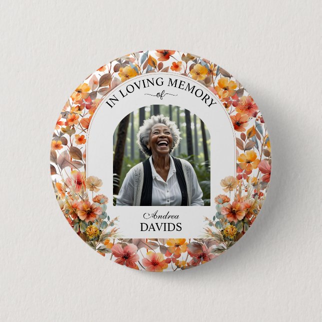 Celebration Of Life Floral Funeral Keepsake Button (Vorderseite)