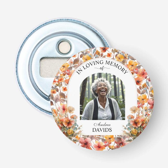 Celebration Of Life Floral Funeral Keepsake Flaschenöffner (Vorderseite)