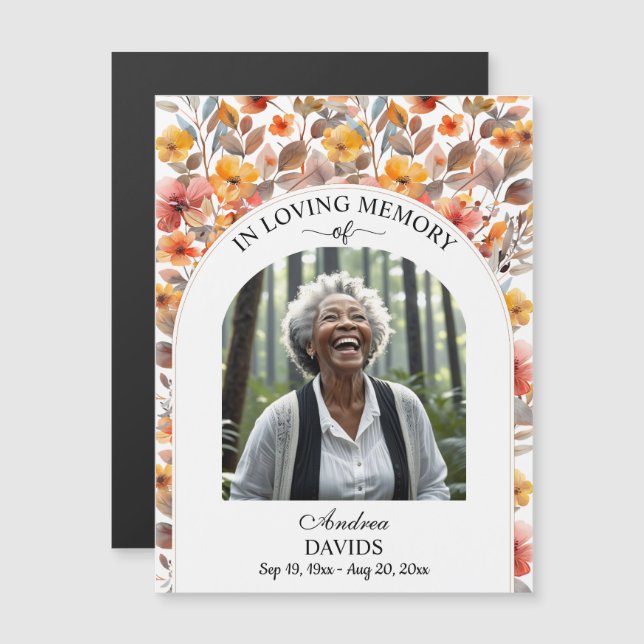 Celebration Of Life Floral Magnetic Keepsake Magnetkarte (Vorne/Hinten)