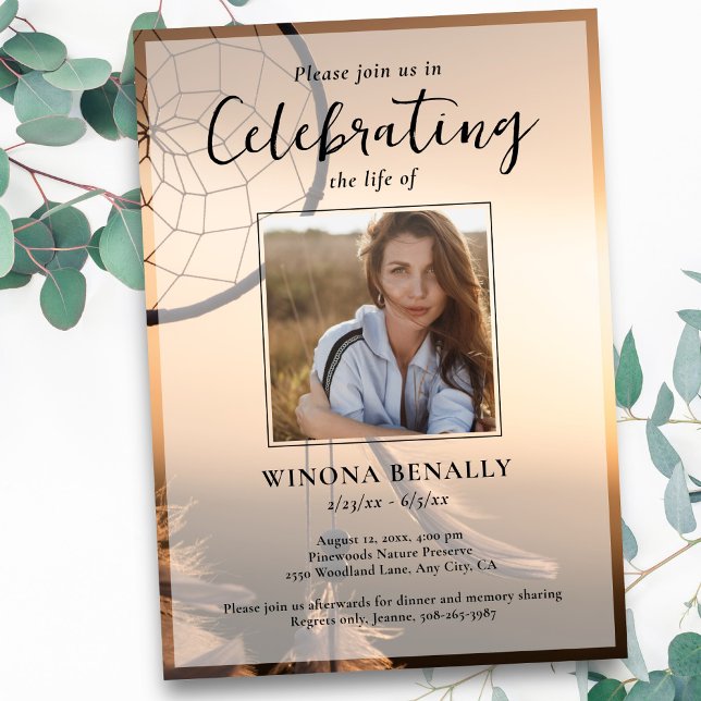 Celebration of Life Photo, Dream Catcher, Funeral Einladung (Von Creator hochgeladen)