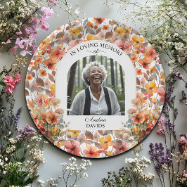 Celebration Of Life Photo Funeral Colorful Floral Pappteller