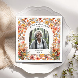 Celebration Of Life Photo Funeral Colorful Floral Serviette