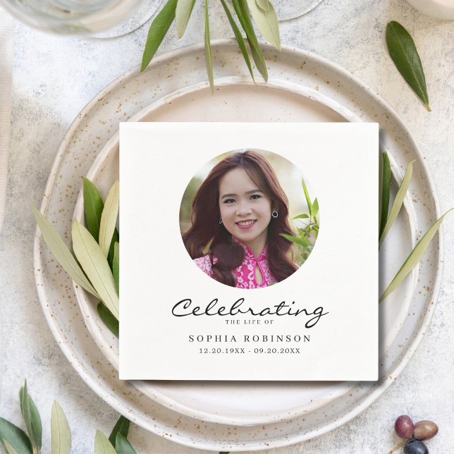 Celebration of Life Photo Memorial Keepsake Serviette (Von Creator hochgeladen)