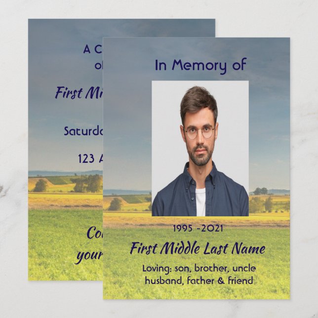 Celebration of Life Service  Farm Crop Prairie Save The Date (Vorne/Hinten)