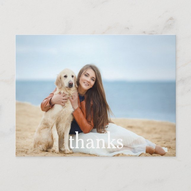 Celebration Thank You Photo Postcard | White Text Postkarte (Vorderseite)