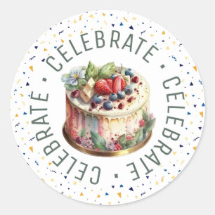 Célébrations, gâteaux et Stickers ronds Confetti