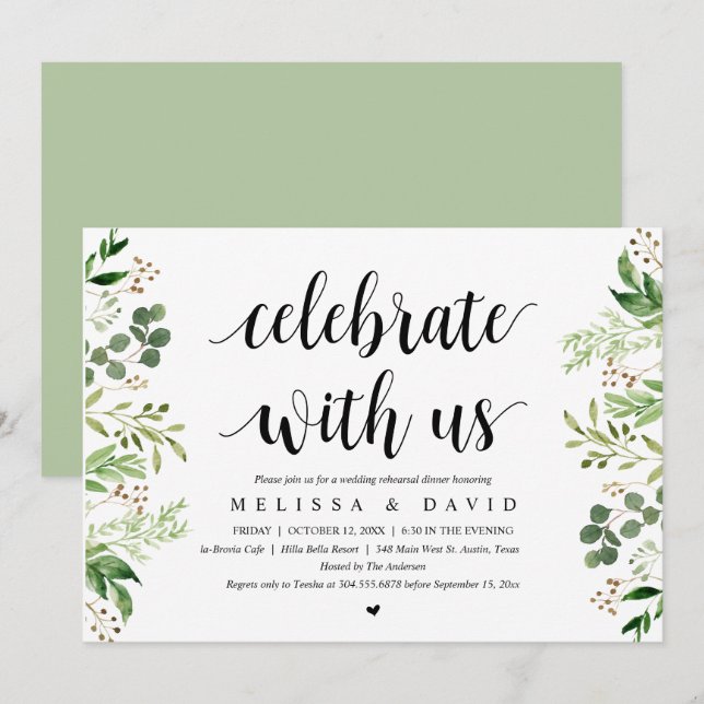 Célébrez avec nous, Verdure, Invitation au dîner d (Devant / Derrière)