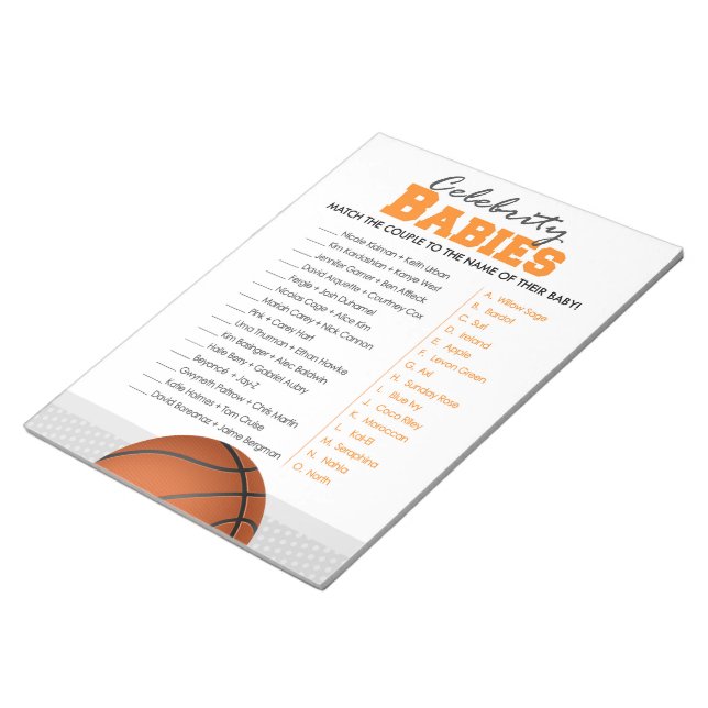 Celebrity Babies Basketball Baby Showroom Pack Notizblock (angewinkelt)