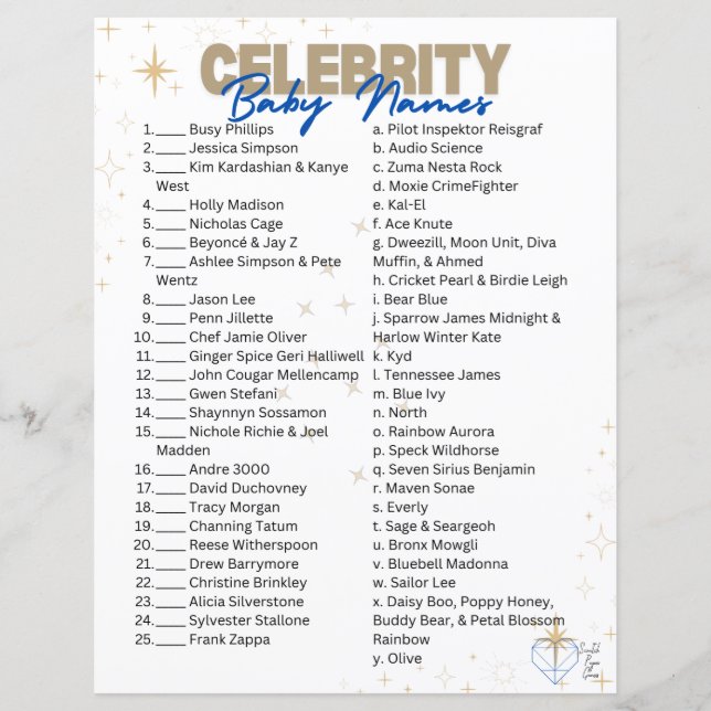 Celebrity Baby Name Game (Vorderseite)