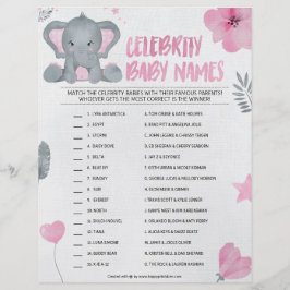 Celebrity Baby Names [Baby Elephant [Pink] Briefbogen