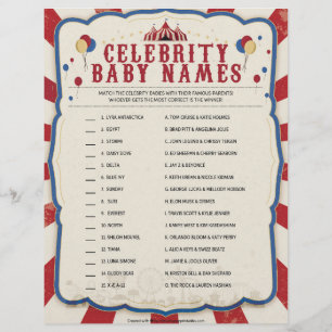 Celebrity Baby Names [Circus Theme] Briefbogen