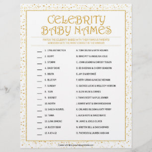 Celebrity Baby Names [Golden Glitzern] Briefbogen