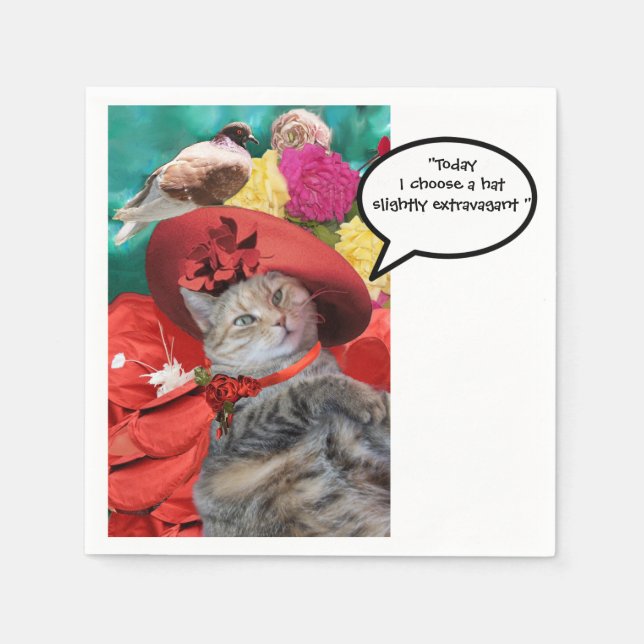 CELEBRITY CAT PRINCESS TATUS MIT RED HAT AND DOVE SERVIETTE (Vorderseite)