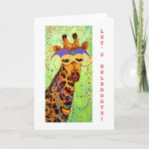 Célébrons la carte de voeux de girafe