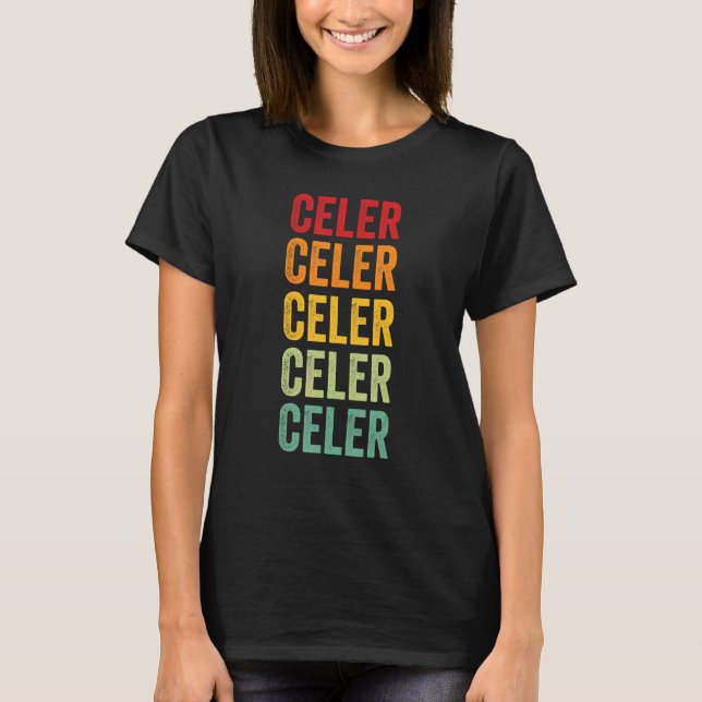 Celer Crypto Rainbow Text Design T-Shirt (Vorderseite)