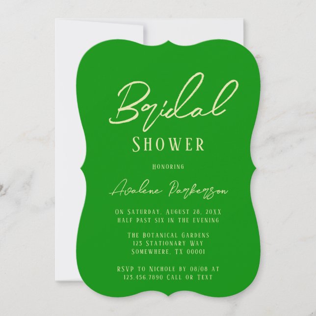 Celery Forest Green Typografy Brautparty Einladung (Vorderseite)